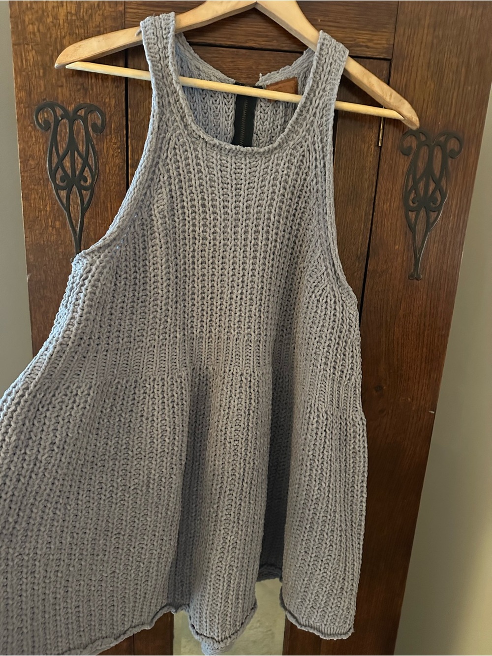 Pol Babydoll Sleeveless Knit Swing Tank Top with Back Zipper Size Medium Boho - Picture 2 of 6